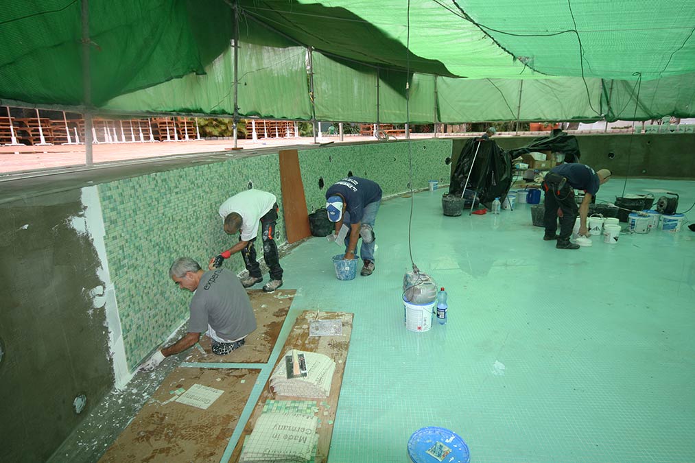 Trabajo de construccion de los mosaicos